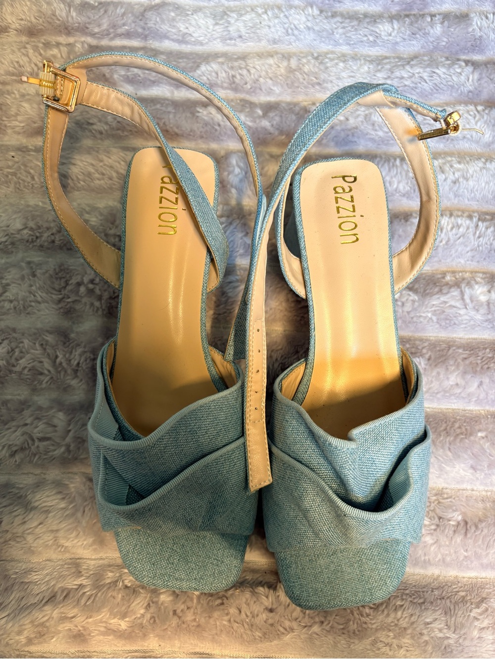 Women's Light Blue Knotted Slingback Sandals
